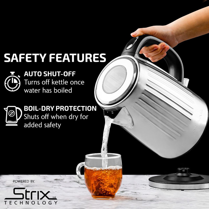 Silver Stainless Steel 1.7L Electric Kettle with Auto Shut Off