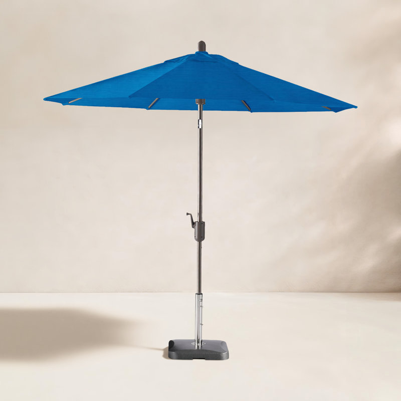 Parasol extérieur en polyester 104 po Natalie, Bronze antique, Bleu pacifique