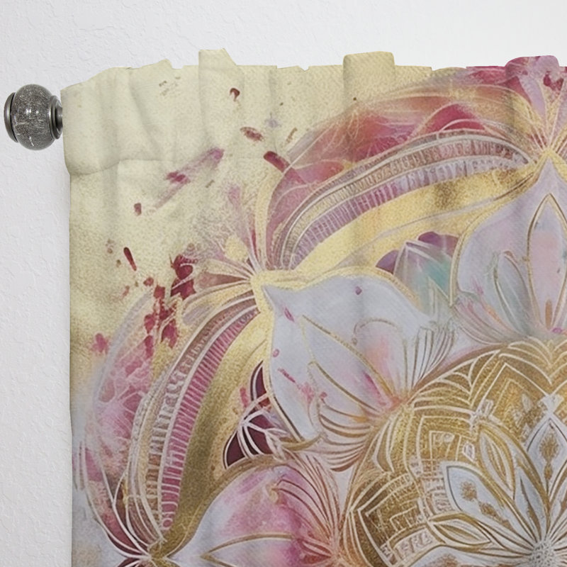 Mandala II or rose - rideau en velours traditionnel - obscurcissant - 1 panneau, L 52 po x L 120 po