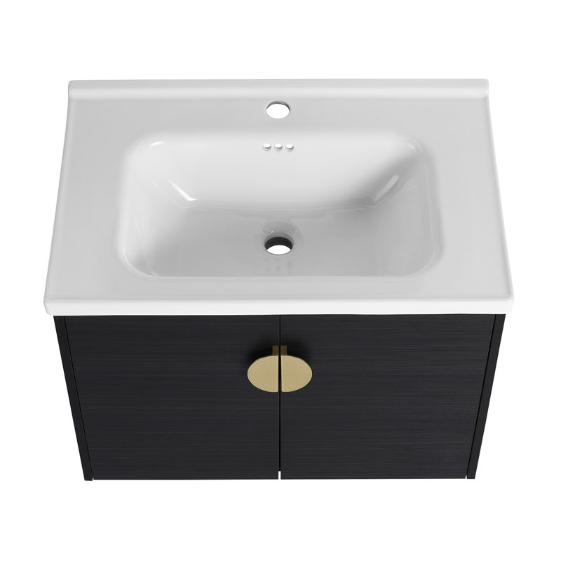 Flolinda 18.5'' Solid Surface Square Bathroom Sink, Black