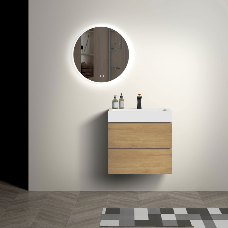 Meuble-lavabo 24 po - Chêne naturel avec meuble-lavabo moderne au design élégant