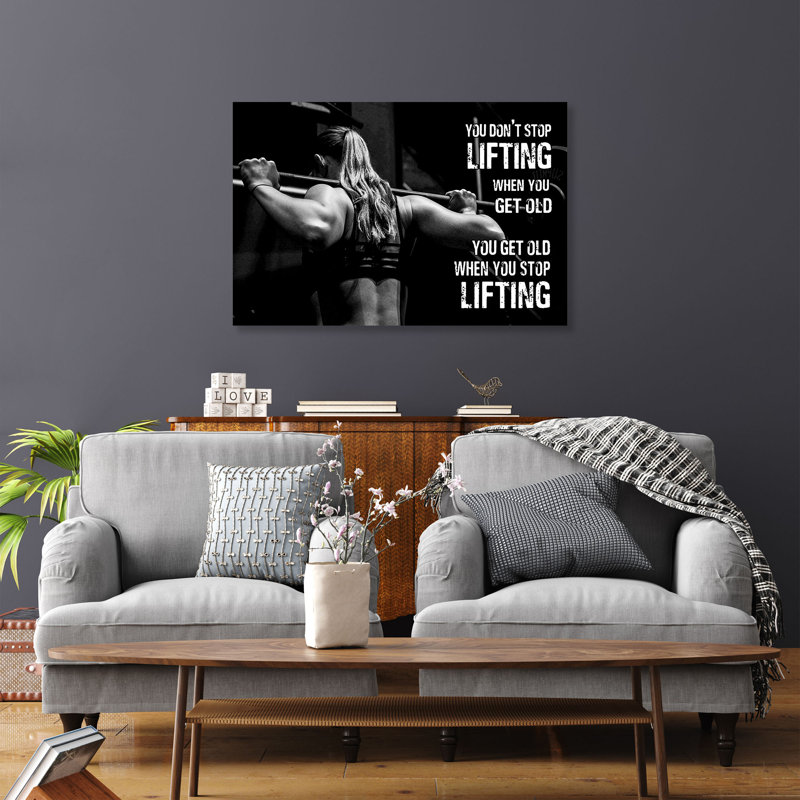 A Girl Practicing Gym - You Don't Stop Lifting Saxophone When You Get Old - 1 Piece Rectangle Graphic Art Print On Wrapped Canvas