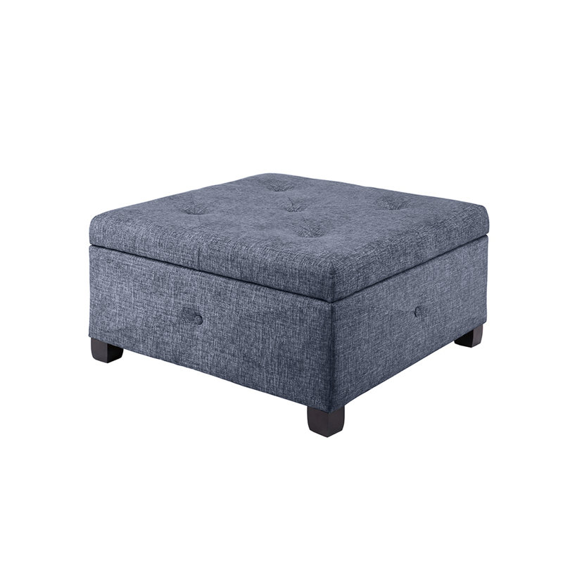 Vaste espace bleu pour le rangement - Pieds en bois massif, rembourrage à fermeture en douceur, café foncé, Bleu