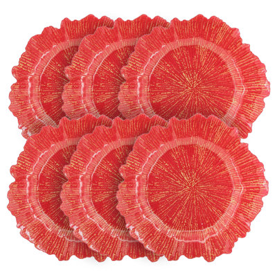 13"Dia. Reef Plastic Charger Plates - Set of 6
