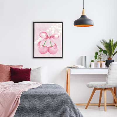 Cadre flottant pastel cerises avec perles, design par Jesse Keith