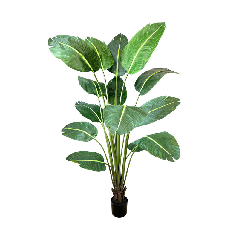 Madagascar Faux Palm Tree in Fiberstone Planter, Black