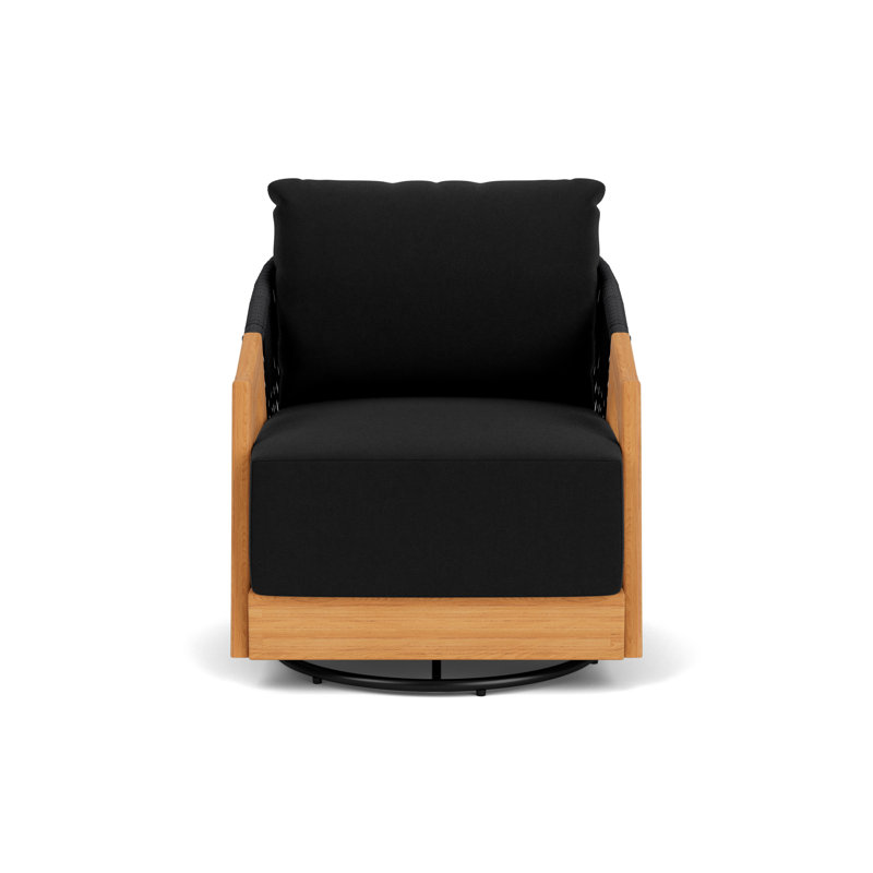 Alpine Outdoor Teak Swivel Armchair, Canvas Black