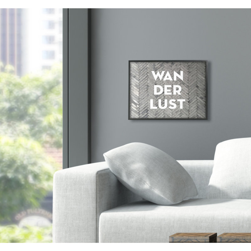 « wanderlust patterned briques », art textuel, H 14 po x l 11 po x P 1,5 po, Giclée encadrée noir minuit