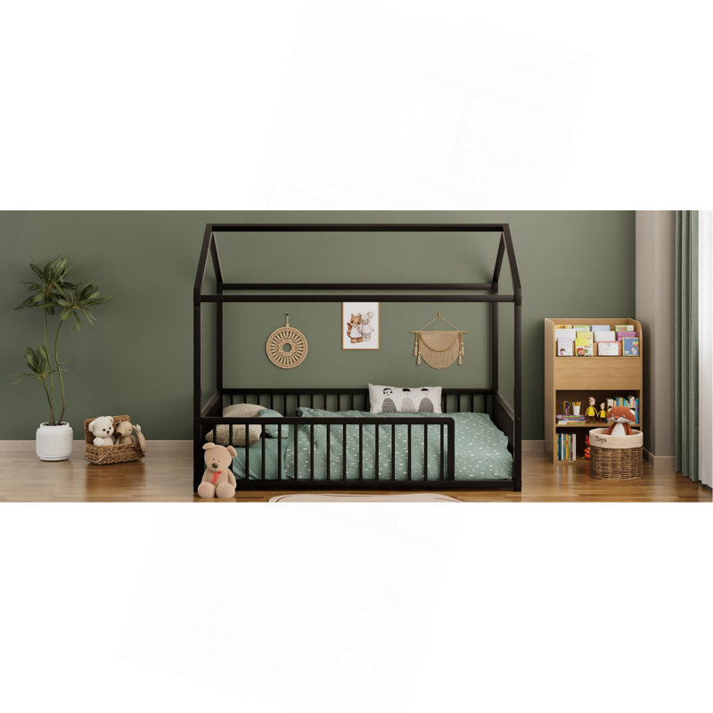 Structure de lit Montessori, Noir, Lit double