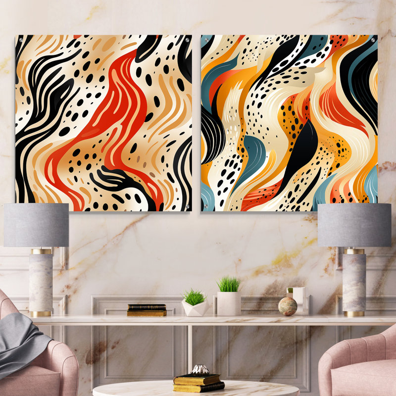 Conolyn - Ensemble de 2 verres muraux abstraits géométriques en acrylique, H 16 po x l 33 po