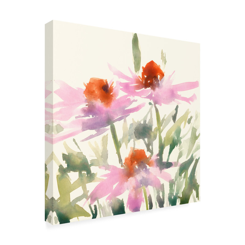 «Samuel Dixon Daisy Garden Views I», toile d'extérieur, H 18 po x l 18 po x P 1,5 po, Rose / vert / orange