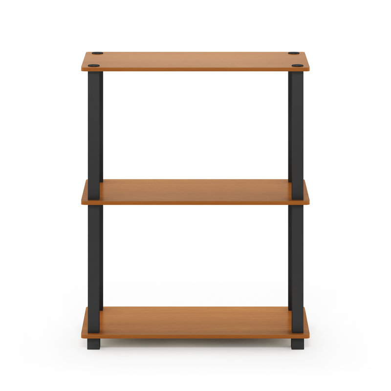 Decorius Etagere Bookcase, Light Cherry/Black Square Tube, (4 Shelves) 43.25" H x 23.6" W x 11.6" D