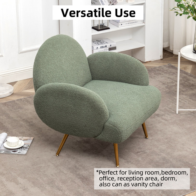 Velvet Accent Chair, Modern Living Room Armchair Comfy Upholstered Single  Sofa Chair for Bedroom Dorms Reading Reception Room with Gold Legs & Small  Pillow, Dark Green 