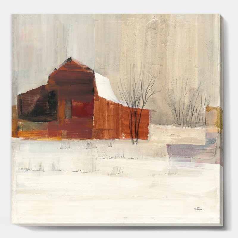 Hiver dans les granges - reproduction d'art sur toile tendue, H 46 po x l 46 po x P 1,5 po