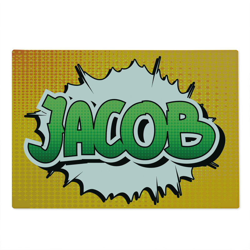 Planche à découper Ambesonne Jacob grande taille nom masculin Comic Burst Marigold vert et blanc