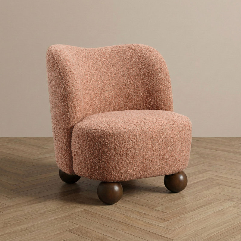 Chaise d'appoint Balleta, Bois brun foncé, Rose