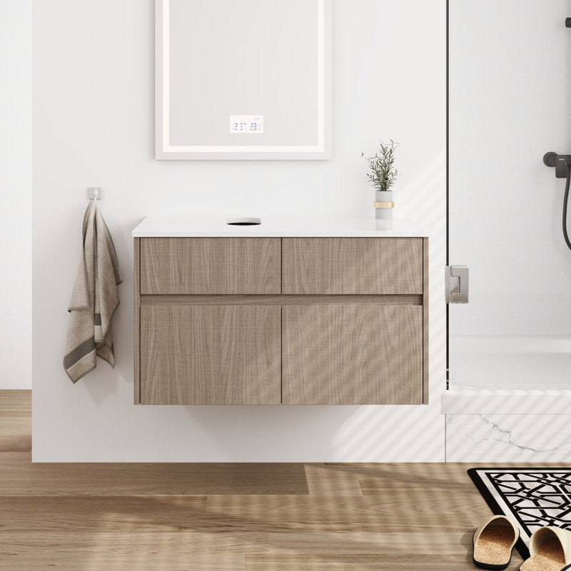 Base de meuble-lavabo simple 32 po sans lavabo Gresham, Noyer Bouguer