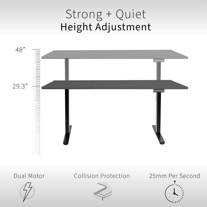 Vivo Electric 60" X 30" Desk, Black/Black