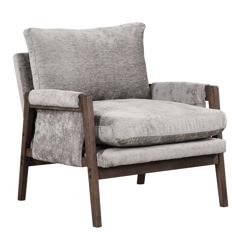 Fauteuil gris Mid-Century en velours gris - siège pour une utilisation quotidienne, Gris