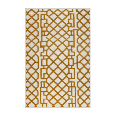 Machine Washable Trellis Beige Area Rug