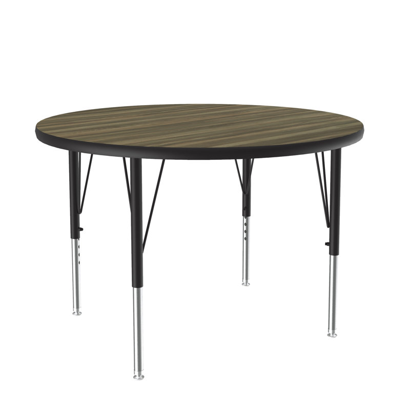 Table d'activité circulaire à hauteur ajustable, Noyer blanc colonial, H 29 po x L 36 po x l 36 po