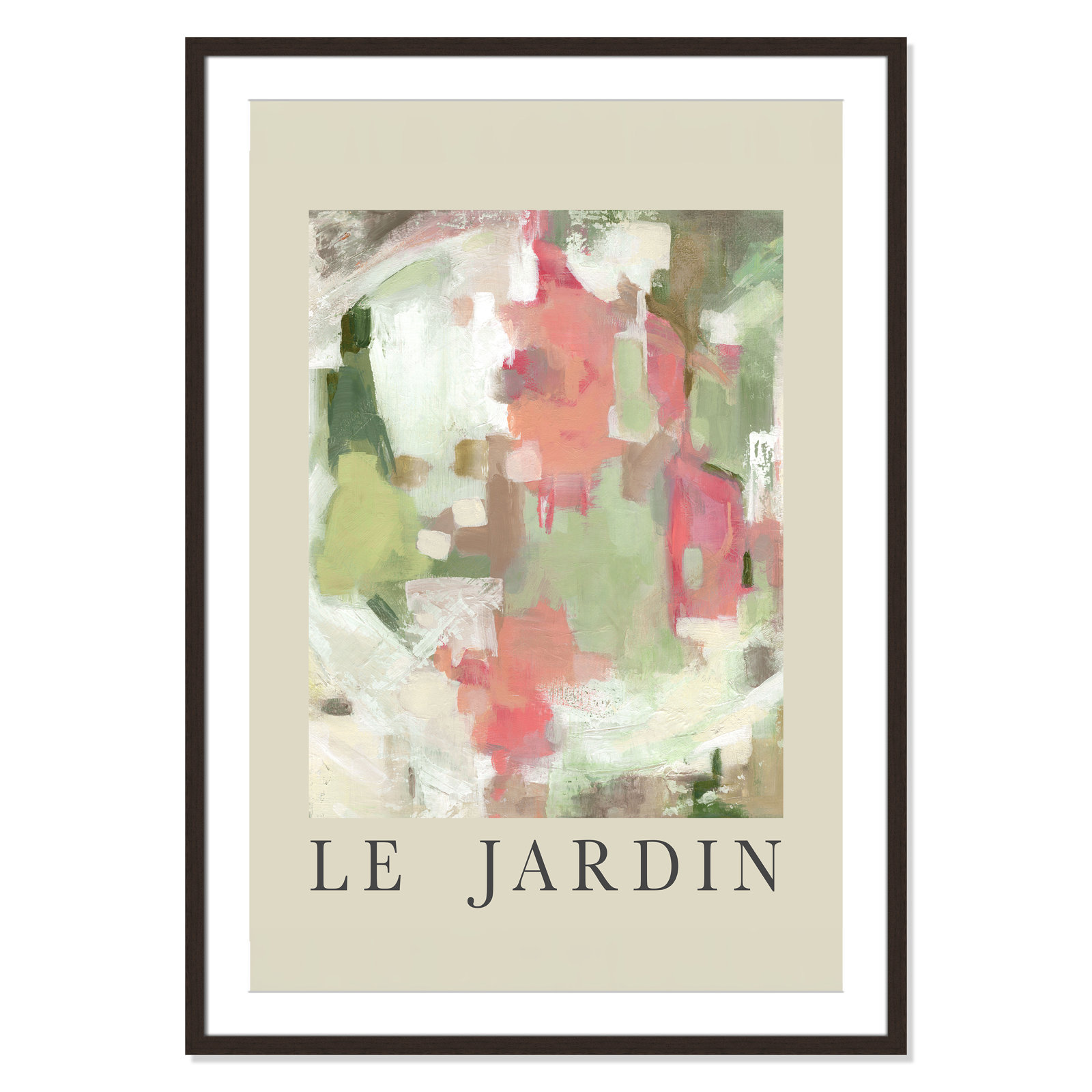 Riya "Le Jardin" Print by Carol Robinson, Walnut Single Picture Frame, Yes, 41.5" H x 29.5" W x 1.25" D