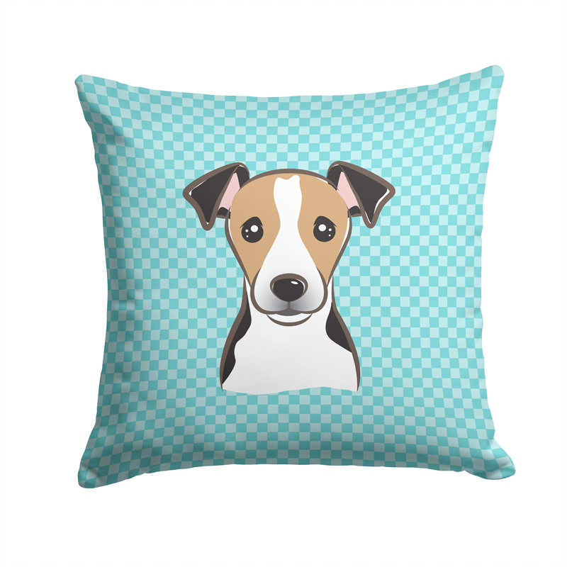 Coussin décoratif d’intérieur/d’extérieur à damier jack terrier, H 14 po x l 14 po x P 4 po, Bleu