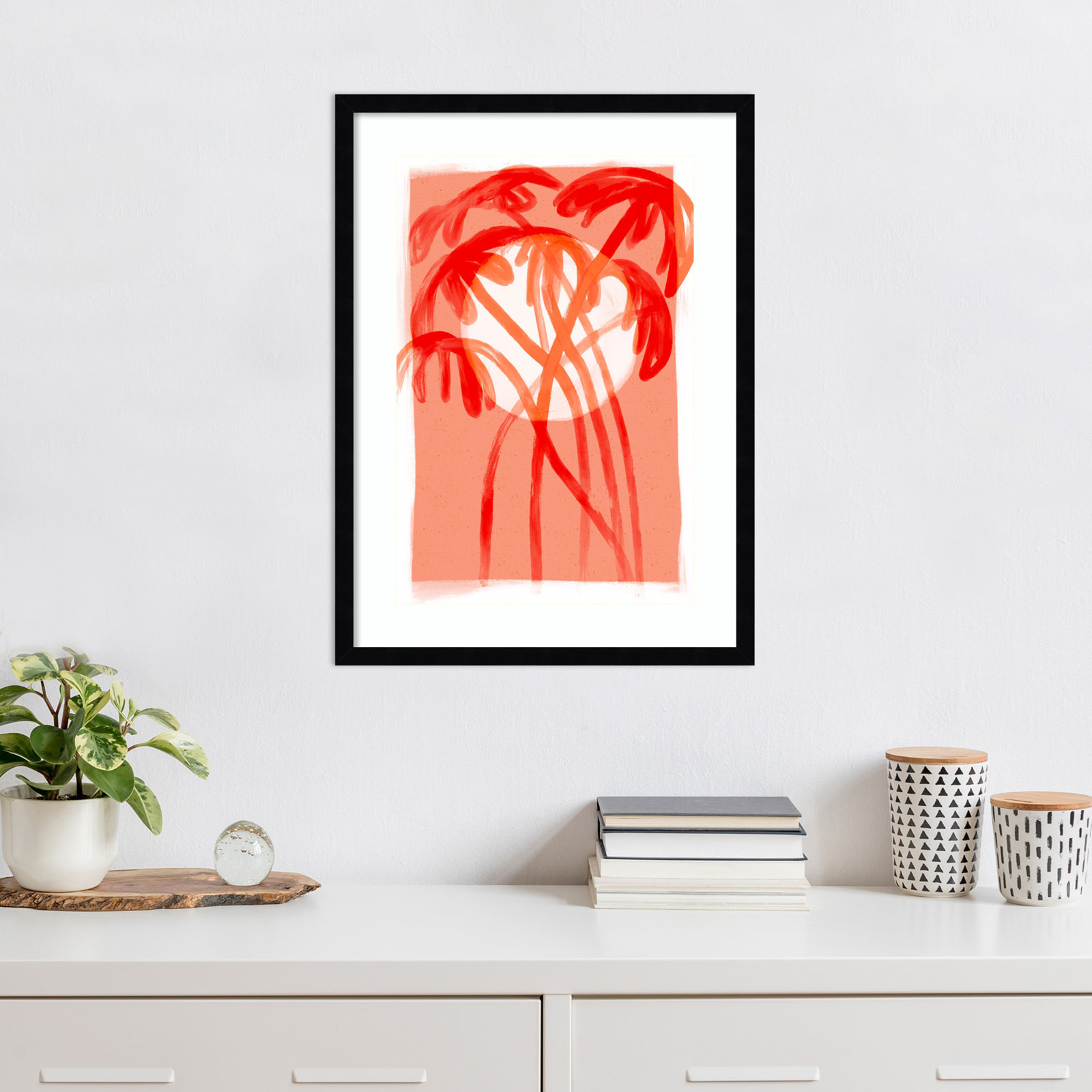 Galya "Palms at Sunset" Print by Treechild, Black, 25" H x 19" W