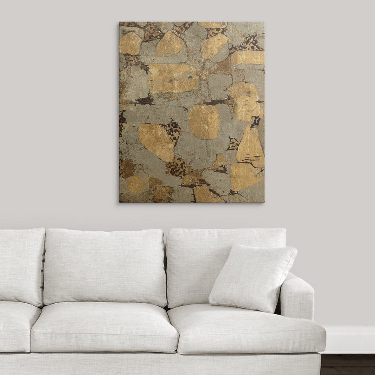 'Gilded Stone Gold I' Graphic Art Print, 20" H x 16" W x 1.5" D, Canvas