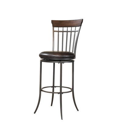 Swivel Upholstered Faux Leather Counter Stool