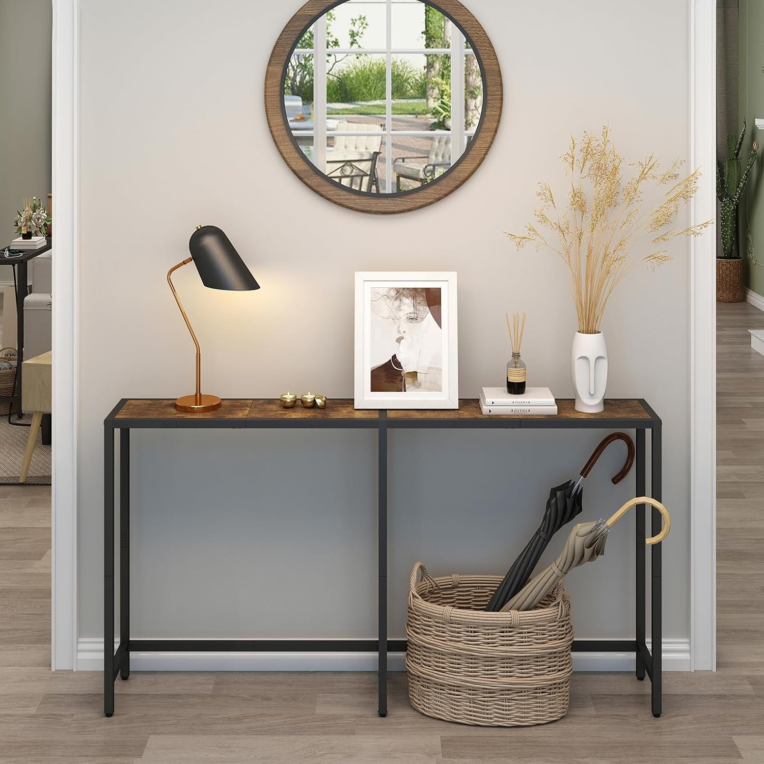 17 Stories Console Table Narrow Sofa Table Two- Colour Entryway Table ...
