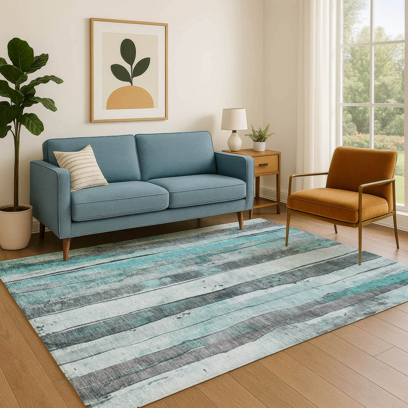 Tapis à rayures Premium Premium lavable à la machine AMF1874, Rectangle 5 pi x 7 pi 6 po