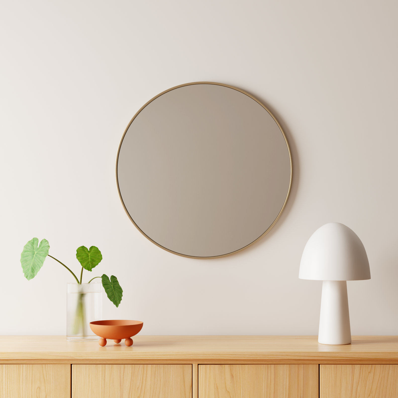 Sabine Metal Round Wall Mirror, 21" x 21", Brass
