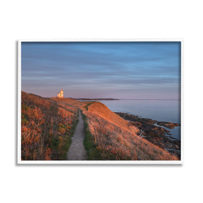 Chemin vers le phare - impression d'un cadre photo sur bois