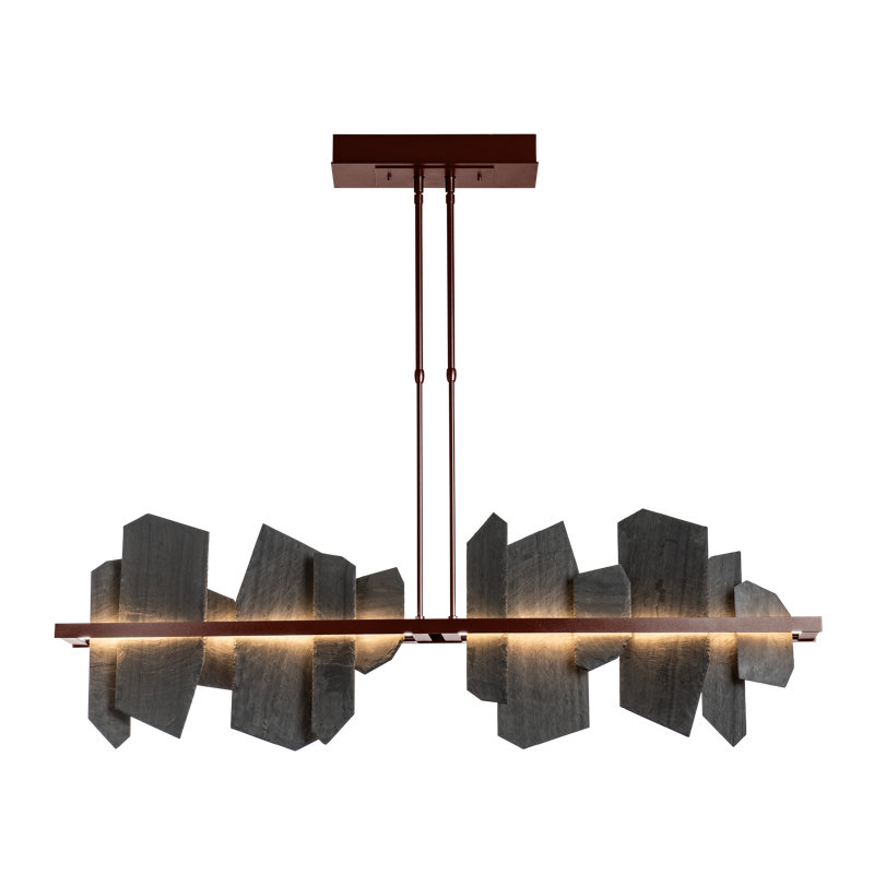 Ardesia 1 - Light Kitchen Island Linear LED Pendant with Slate Accents, Modern Brass