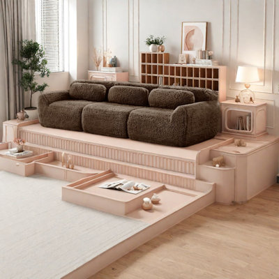 Canapé modulaire ergonomique en chocolat moelleux pour le cinéma maison