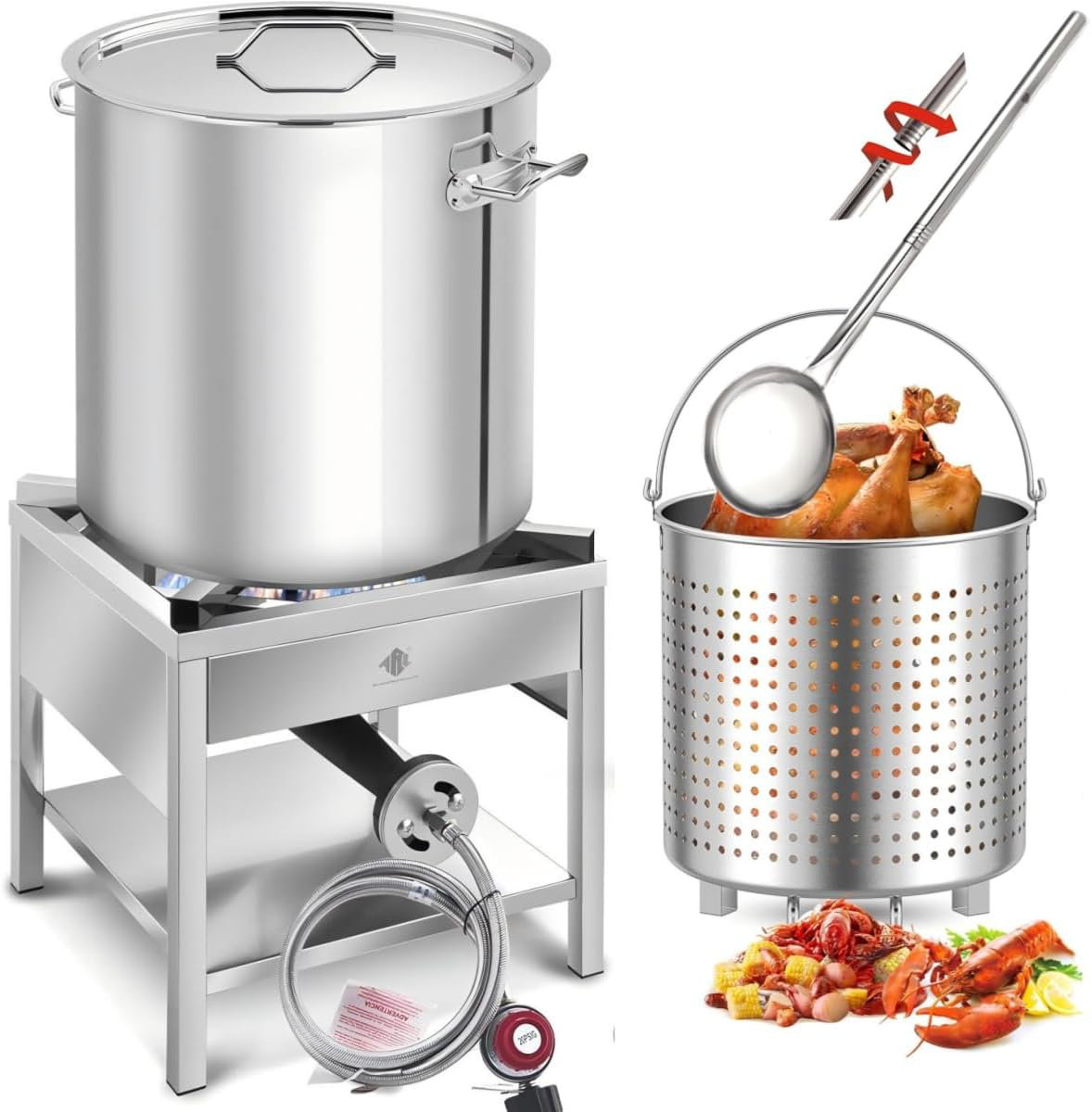 ARC 64qt Stainless Steel Seafood Boil Pot With 200,000btu Propane ...