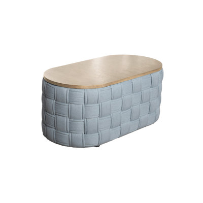 Table basse Saree en chenille bleu sarcelle clair (table basse incluse)