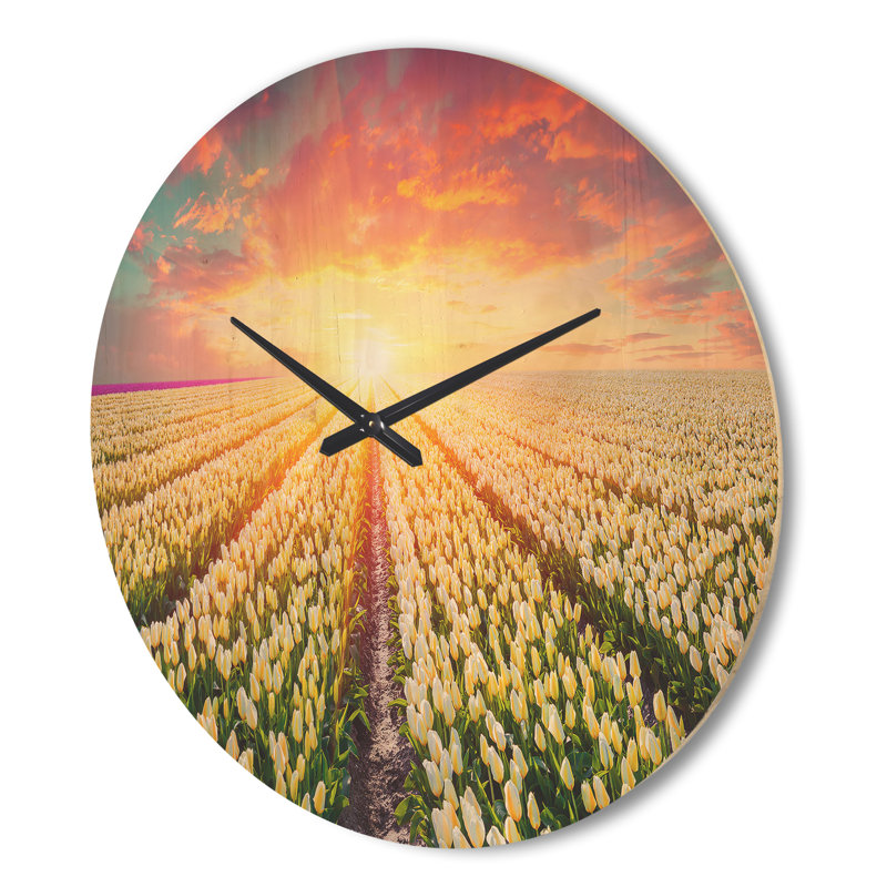 Horloge murale Blooming White Tulips, Grand
