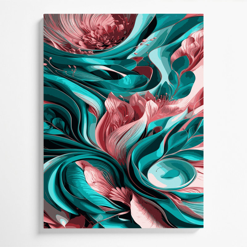 "Abstract Florals", art mural sur toile grise, H 20 po x l 16 po