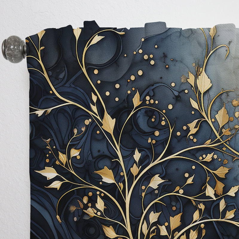 Golden Branch Tree Luminous Tangle I - Rideau obscurcissant à motif floral arbre - 1 panneau, L 52 po x L 63 po