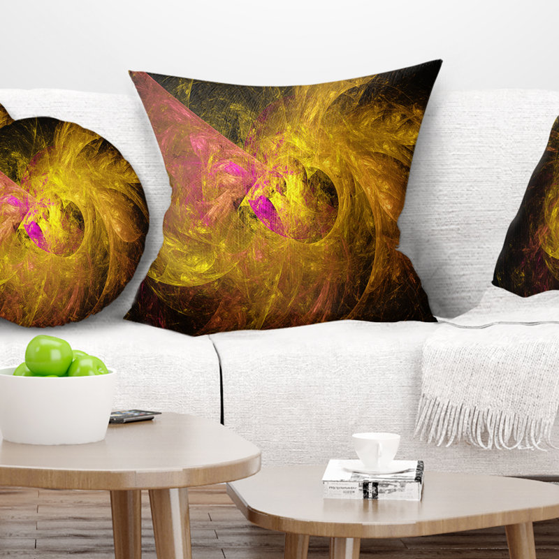 Golden Fractal Abstract - Abstract Printed Pillow, 16" x 16", Throw Pillow