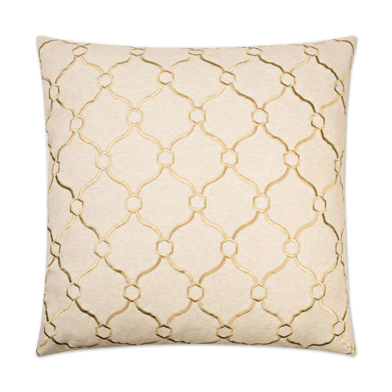 Ivory and Pink Linen Blend Square Throw Pillow 24" x 24"
