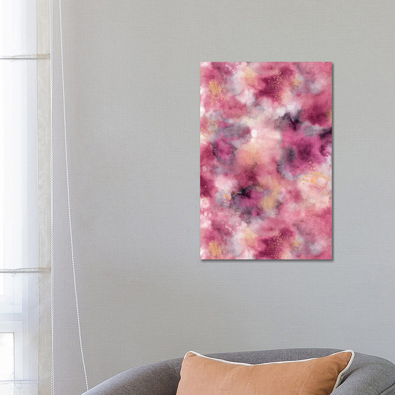 Marble Watercolour Gold Pink by Ninola Design - Wrapped Canvas Painting