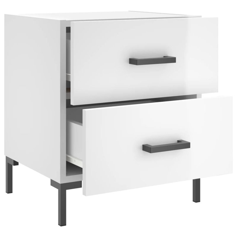 Ellayne 40cm W Iron Bedside Table, Gloss White, Set of 2