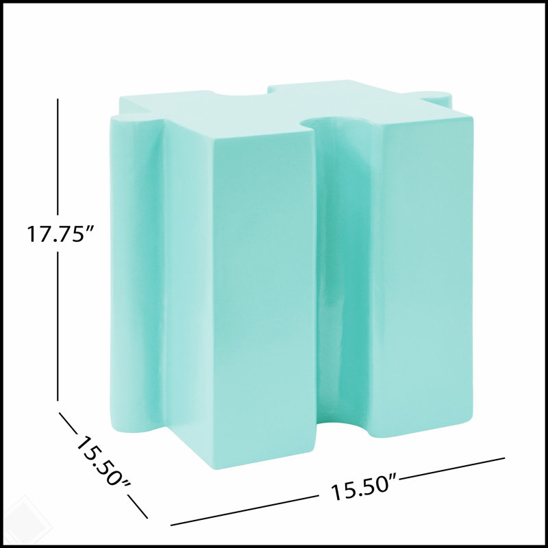 Table d'appoint casse-tête, table modulaire à bord concave MGO, H 17,75 po x l 15,5 po x P 15,5 po, Vert