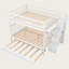Lit superposé double au-dessus de double avec lit gigogne et escalier, conception convertible 3 en 1 en bois massif avec tablettes de rangement intégrées et garde-corps de sécurité-1326413665