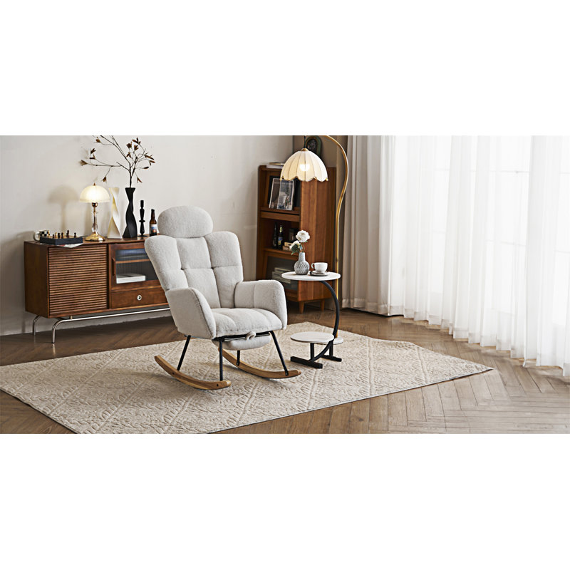 Fauteuil berçant et oscillant rembourré Teddy, Ivoire ivoire