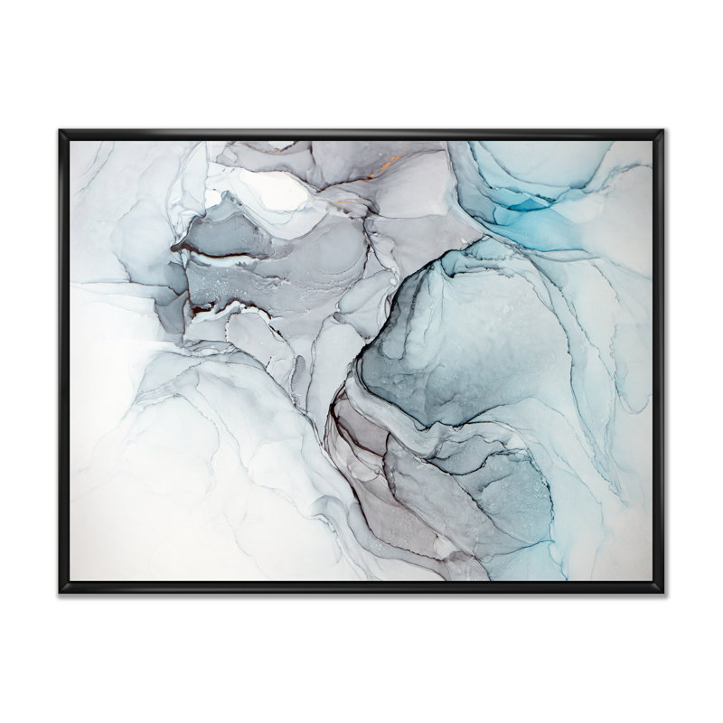 Luxry Blue and Grey Marble Art Ripples IV - Art mural moderne sur toile, H 30 po x l 40 po x P 1,5 po