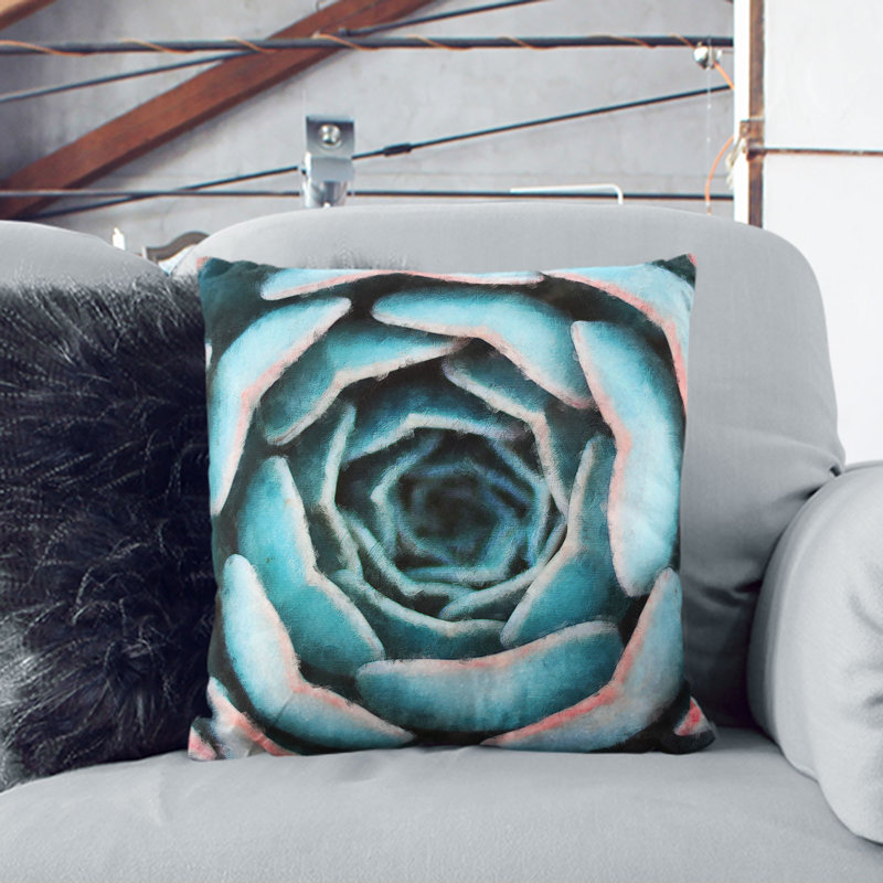 Succulent Plant Painting Cushion with Filling, 40cm H x 40cm W x 15cm D